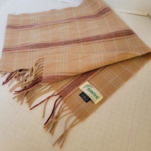 Suantrai of Ireland 100% Pure Wool Plaid Brown Multi Fringes Scarf
